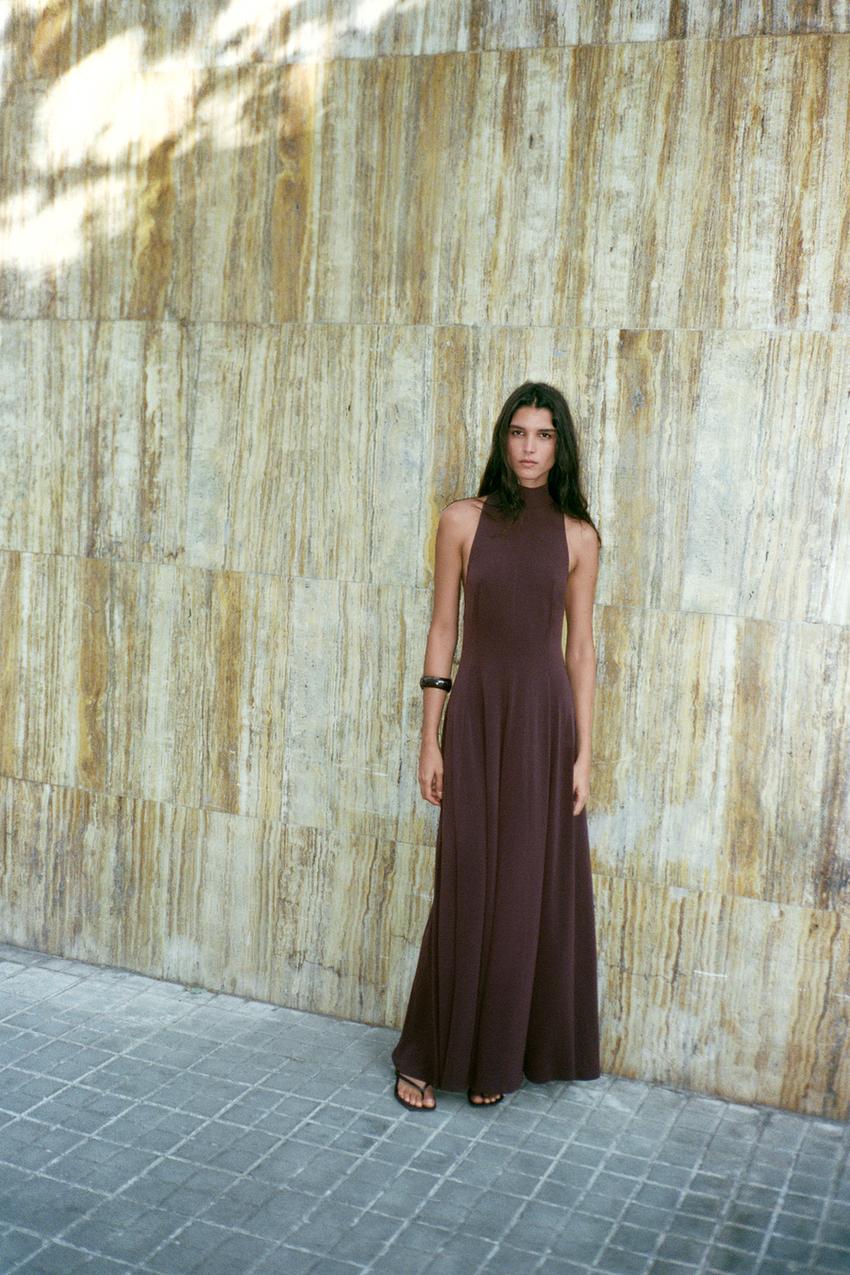 Open Back Maxi Dress，Sleeveless Turtleneck
