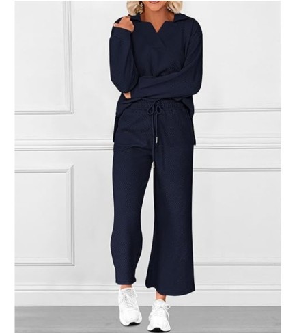  Solid Color Texture Fashion Casual Suit Autumn Long-Sleeved Sweatshirt And Trousers Two-Piece Set