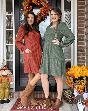 🍂Last Day Promotion 49% OFF🔥Womens Square Neck Long Sleeve Fall Dresses Casual Babydoll Sweater Dress