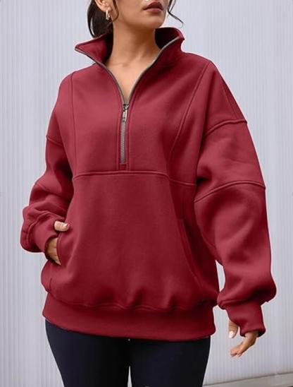 New Autumn And Winter Zipper Fitting Bag Plus Velvet Sweatshirt For Women Loose