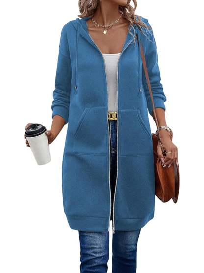 Women Casual Zip up Polyester Hoodies