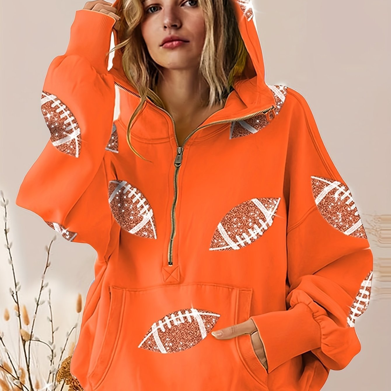 🔥‘Glam Kickoff’ Long Sleeve Zip Hoodie
