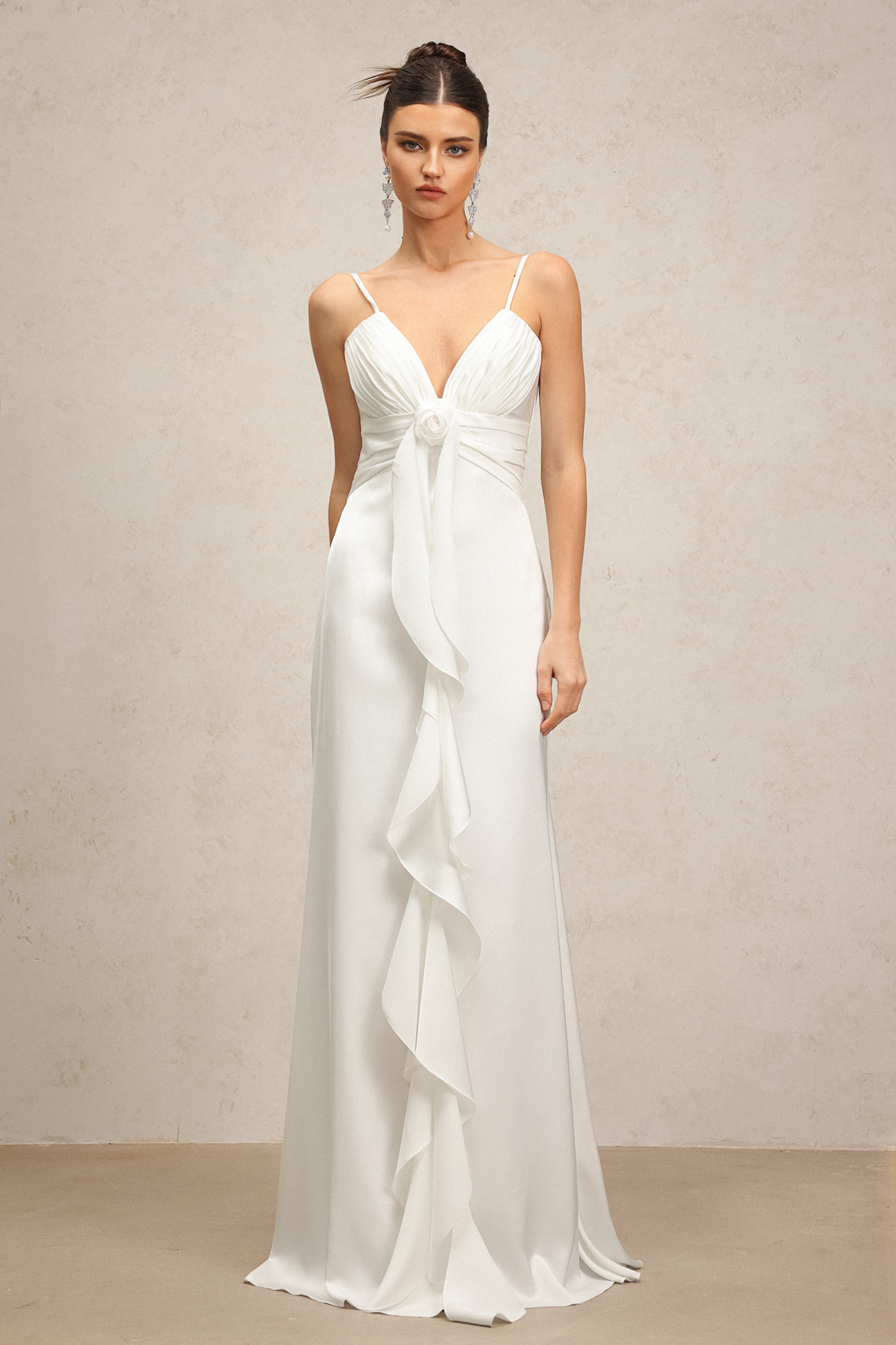 Sleeveless V-Neck Flowers Flounce Maxi Dress