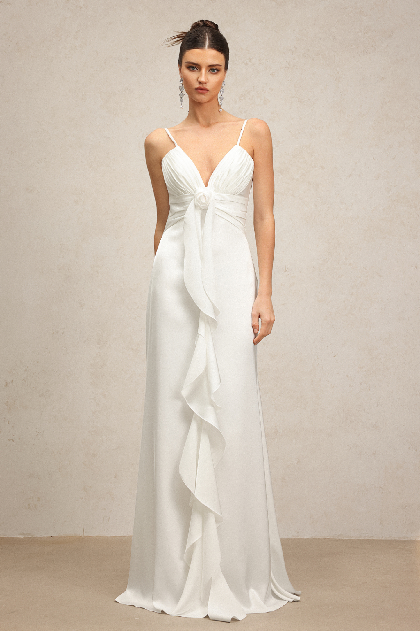 Sleeveless V-Neck Flowers Flounce Maxi Dress
