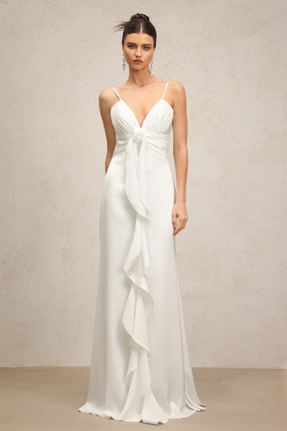 Sleeveless V-Neck Flowers Flounce Maxi Dress