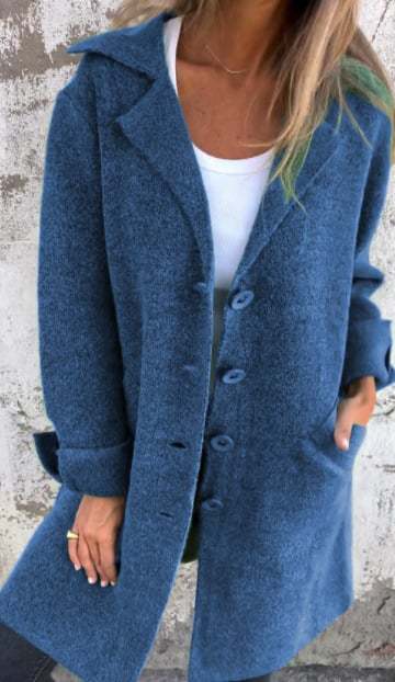 Casual Lapel Wool Single Breasted Long Coat