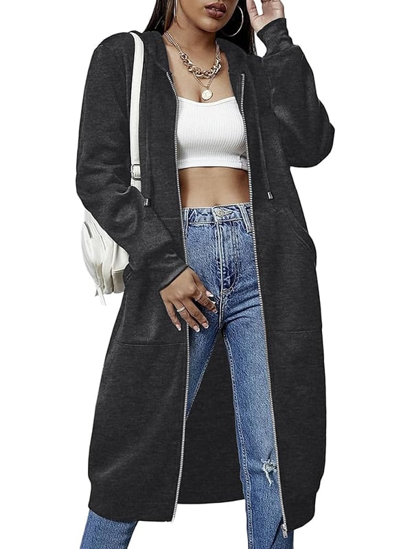 Women Casual Zip up Polyester Hoodies