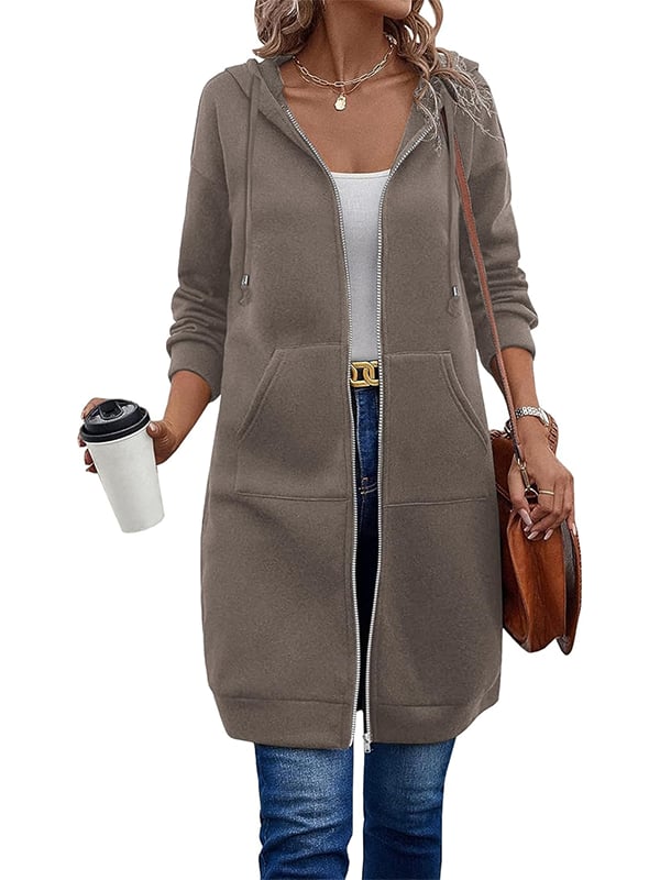 Women Casual Zip up Polyester Hoodies