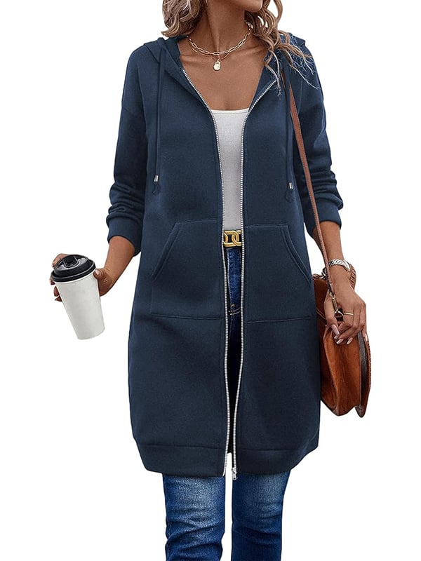 Women Casual Zip up Polyester Hoodies