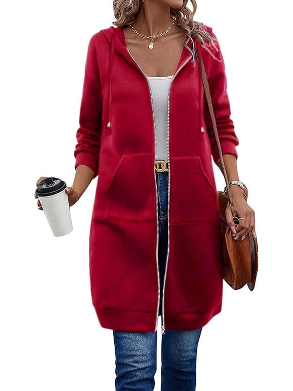 Women Casual Zip up Polyester Hoodies