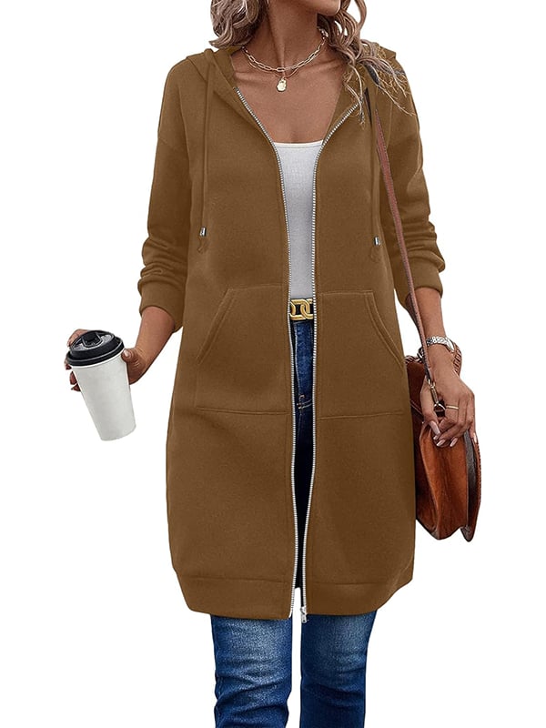Women Casual Zip up Polyester Hoodies