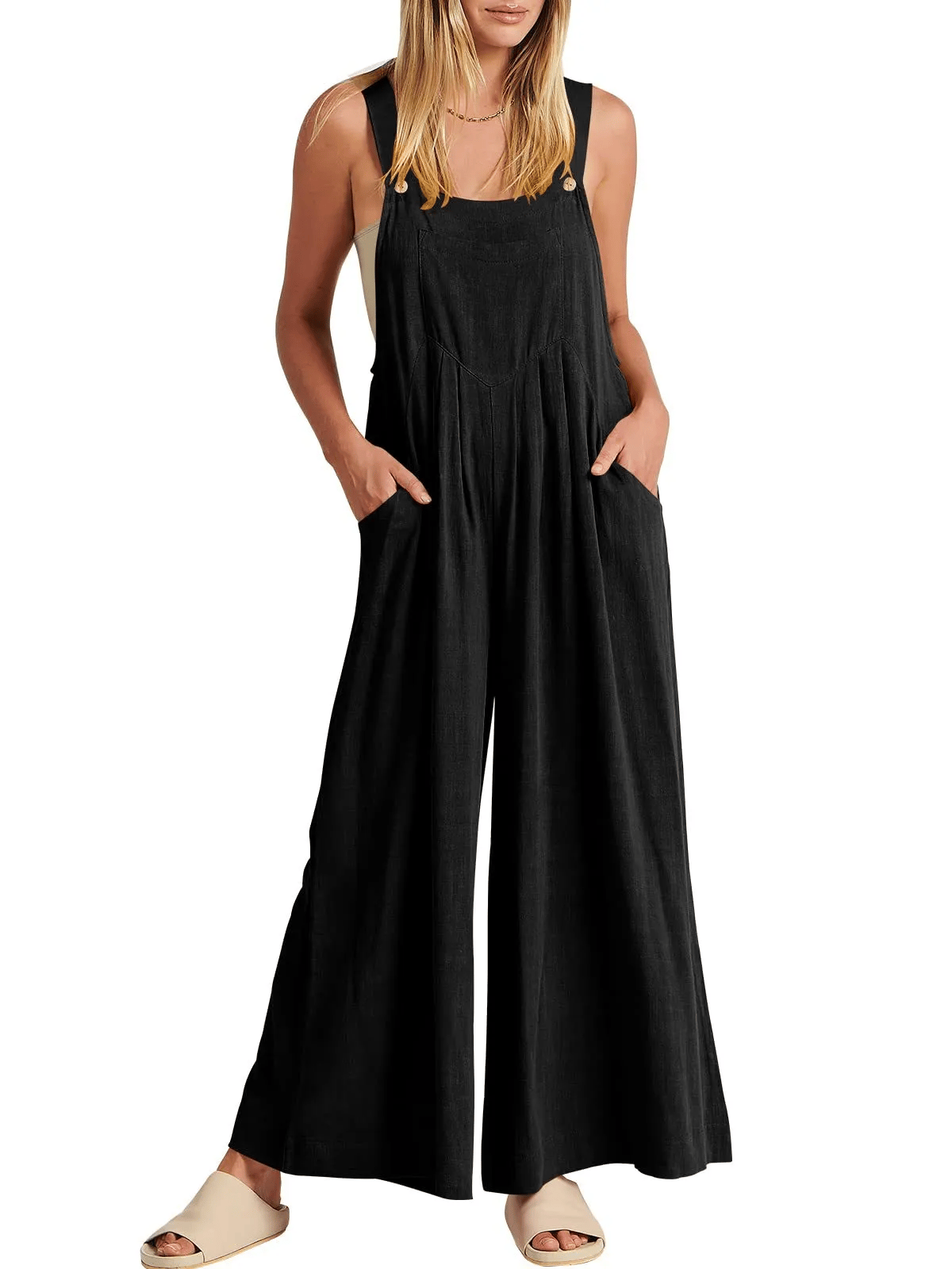 Sleeveless Wide Leg Jumpsuit with Pockets