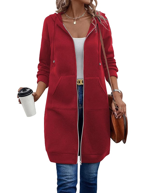 Women Casual Zip up Polyester Hoodies