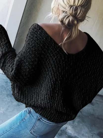 ✨Women's Off-the-Shoulder Sweater Loose Lightweight Pullover Top