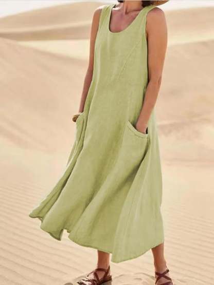 🔥Women's Sleeveless Cotton And Polyester Dress
