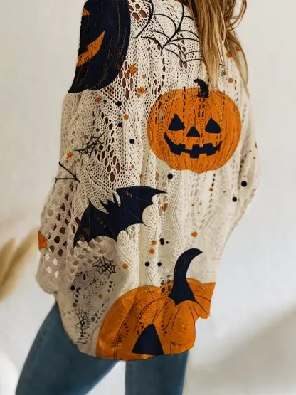 🎃 Women's V-Neck Halloween-Themed Off-Shoulder Top