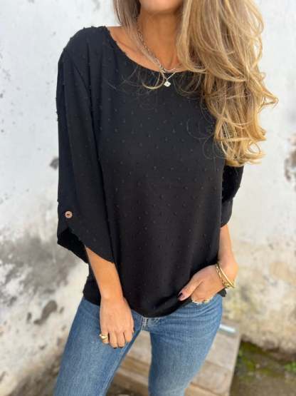🔥 Round Neck Embroidered Large Cuffs Casual Shirt