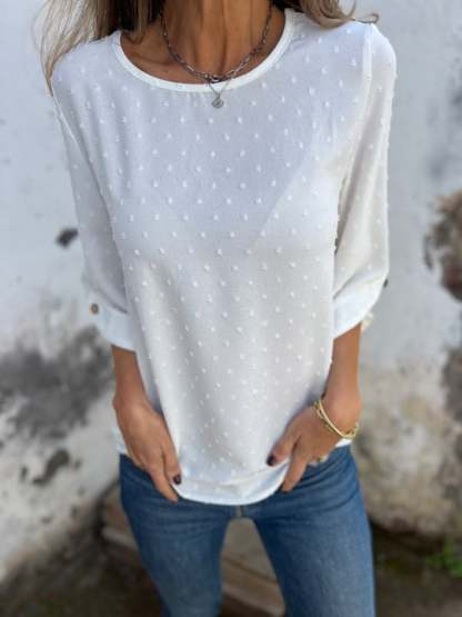 🔥 Round Neck Embroidered Large Cuffs Casual Shirt