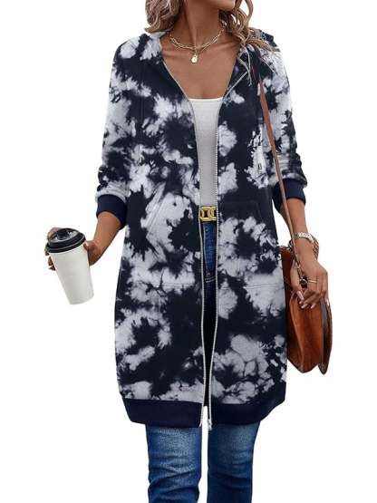 Women Casual Zip up Polyester Hoodies