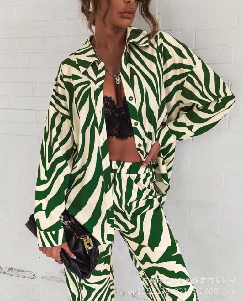 Printed Long-Sleeved Shirt Set