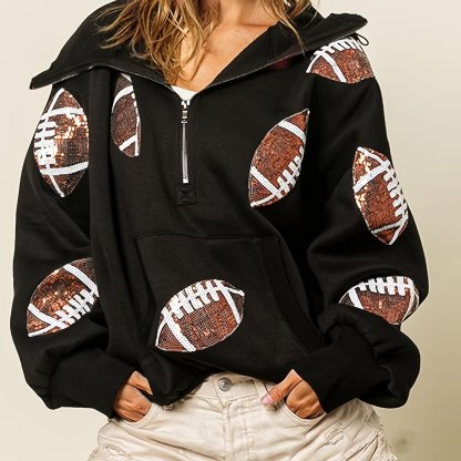 🔥‘Glam Kickoff’ Long Sleeve Zip Hoodie