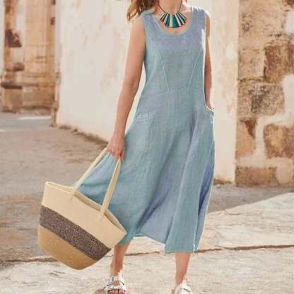 🔥Women's Sleeveless Cotton And Polyester Dress