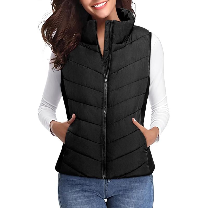 ⏰Hot Sale-Puffer Vest Women Sleeveless Zip Up Outerwear