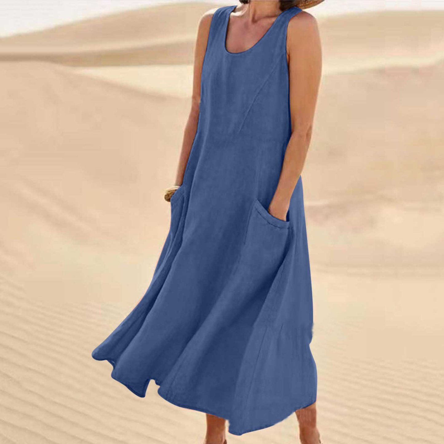 🔥Women's Sleeveless Cotton And Polyester Dress