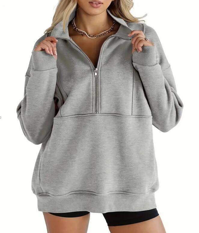 New Autumn And Winter Zipper Fitting Bag Plus Velvet Sweatshirt For Women Loose