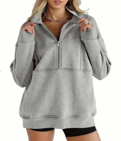 New Autumn And Winter Zipper Fitting Bag Plus Velvet Sweatshirt For Women Loose