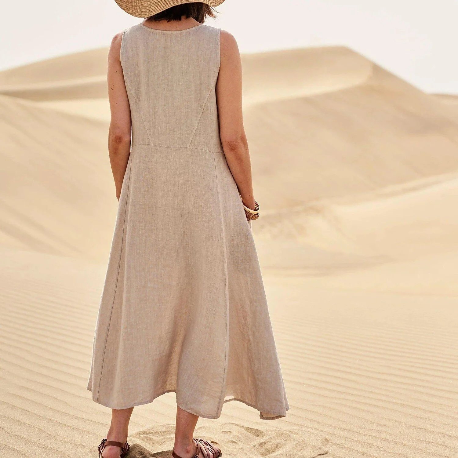 🔥Women's Sleeveless Cotton And Polyester Dress