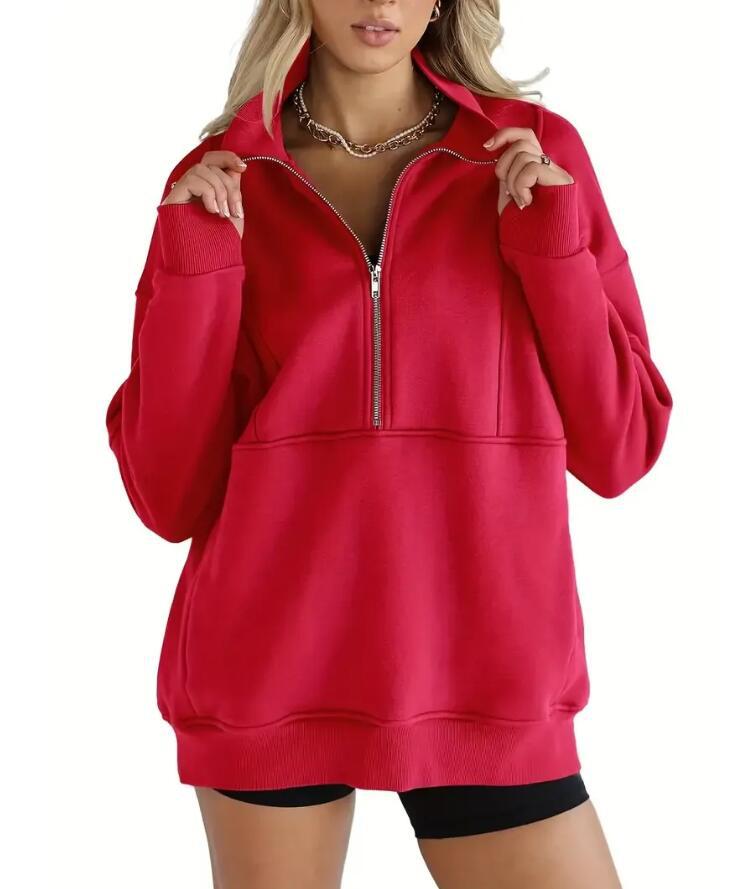 New Autumn And Winter Zipper Fitting Bag Plus Velvet Sweatshirt For Women Loose