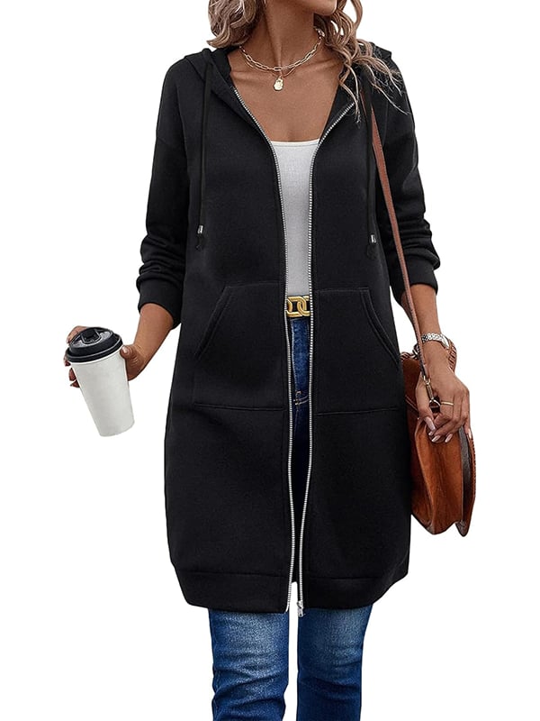 Women Casual Zip up Polyester Hoodies