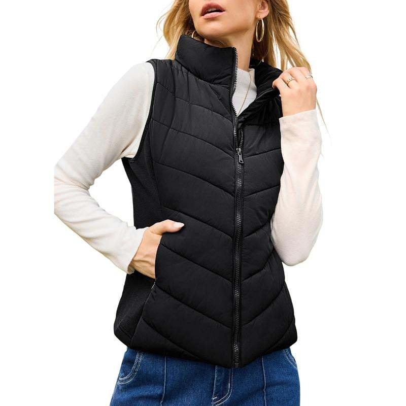 ⏰Hot Sale-Puffer Vest Women Sleeveless Zip Up Outerwear