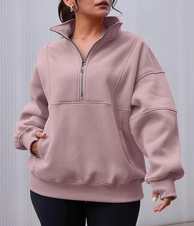 New Autumn And Winter Zipper Fitting Bag Plus Velvet Sweatshirt For Women Loose