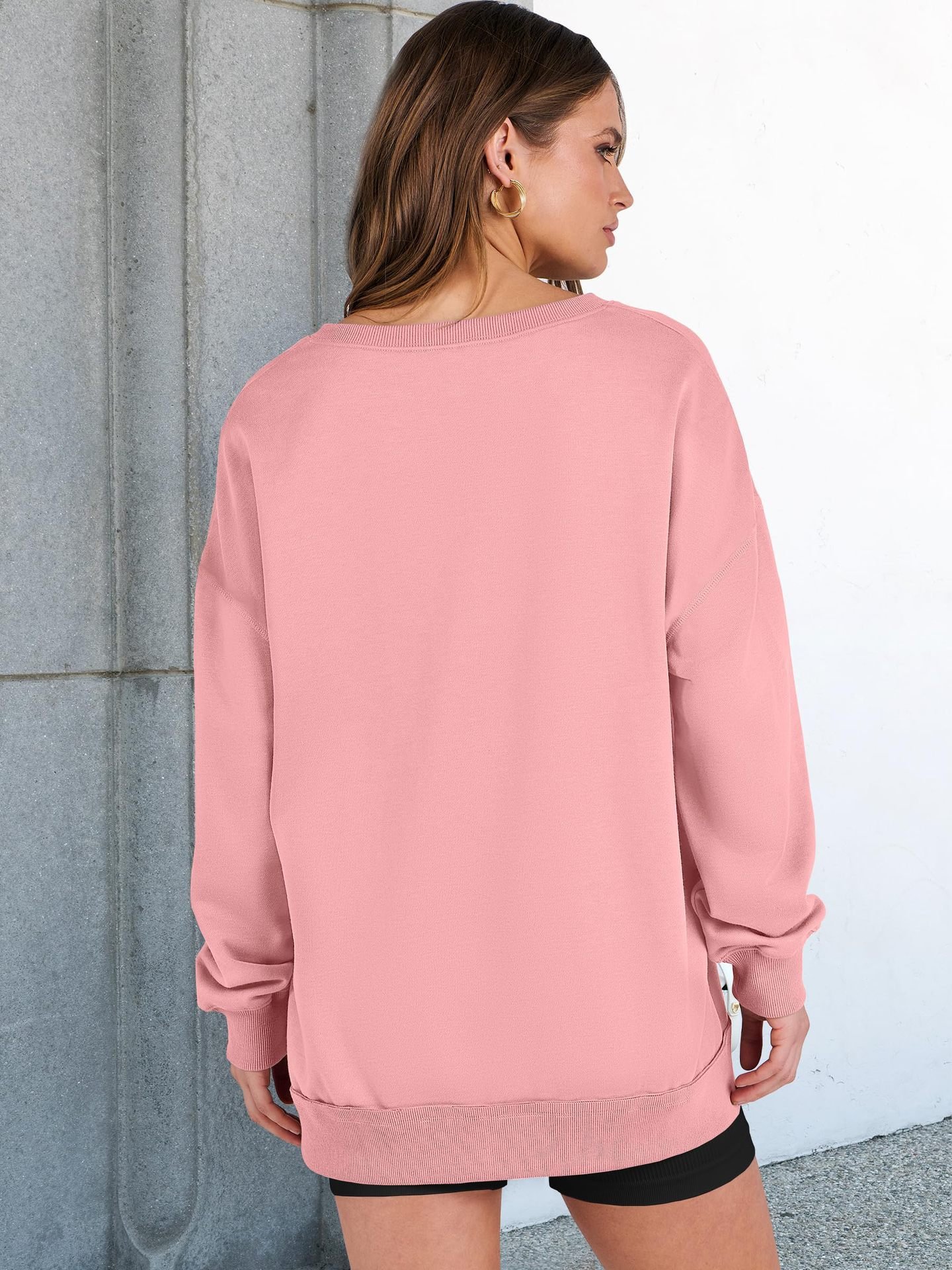 Womens Oversized Sweatshirt V Neck Long Sleeve Tunic Lightweight Pullover