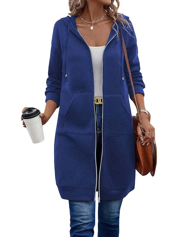 Women Casual Zip up Polyester Hoodies