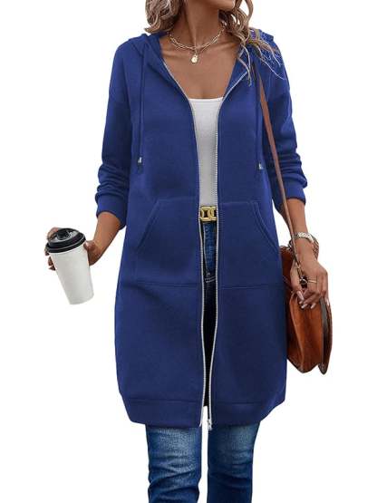 Women Casual Zip up Polyester Hoodies