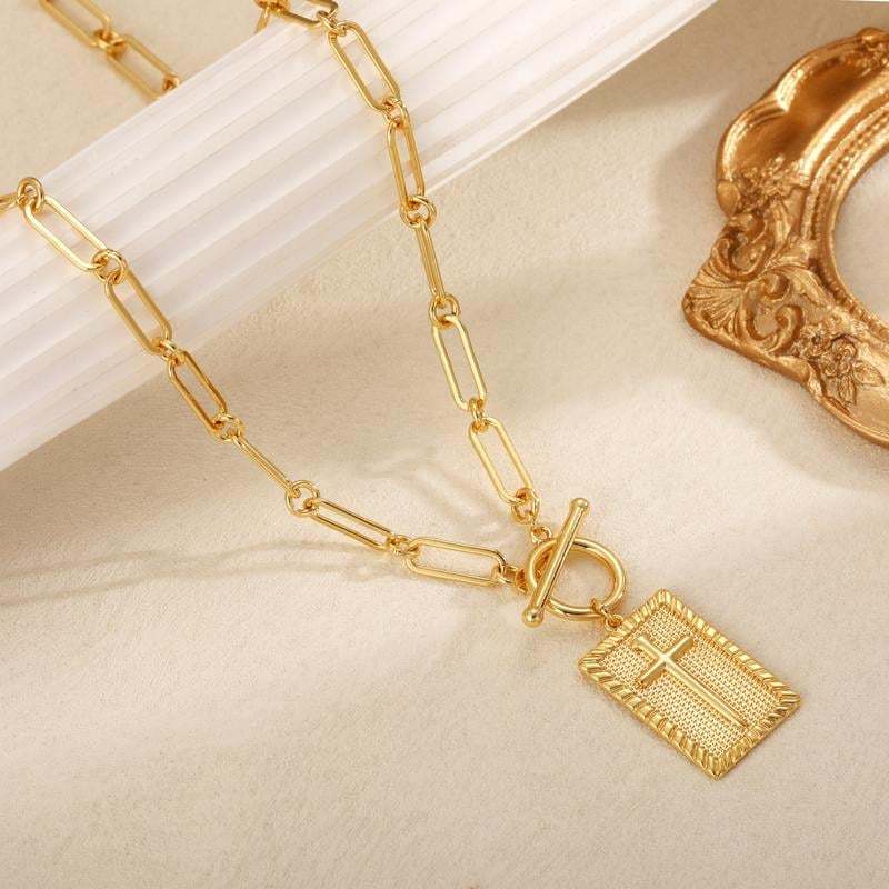 ✝️ Cross Pendant Paperclip Chain Necklace,  Unisex, Waterproof and Sweat-Resistant, Fade-Proof