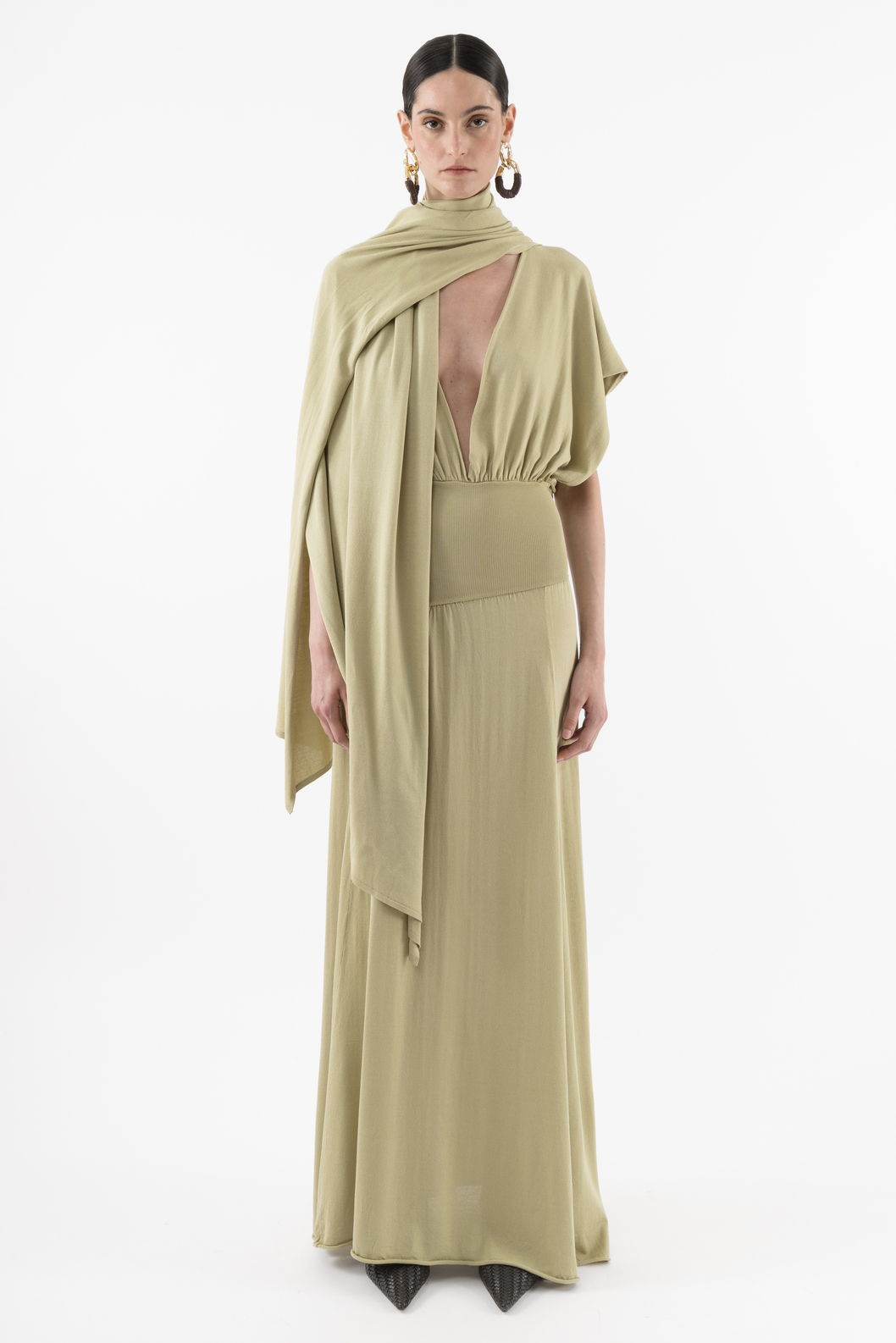Maxi Knitted Dress In Green