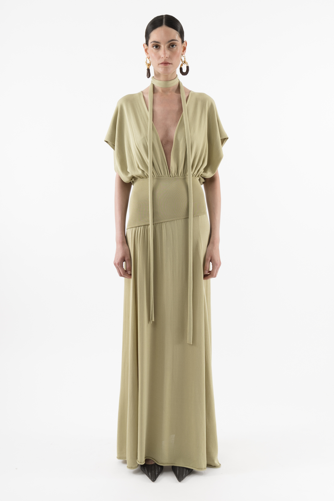 Maxi Knitted Dress In Green