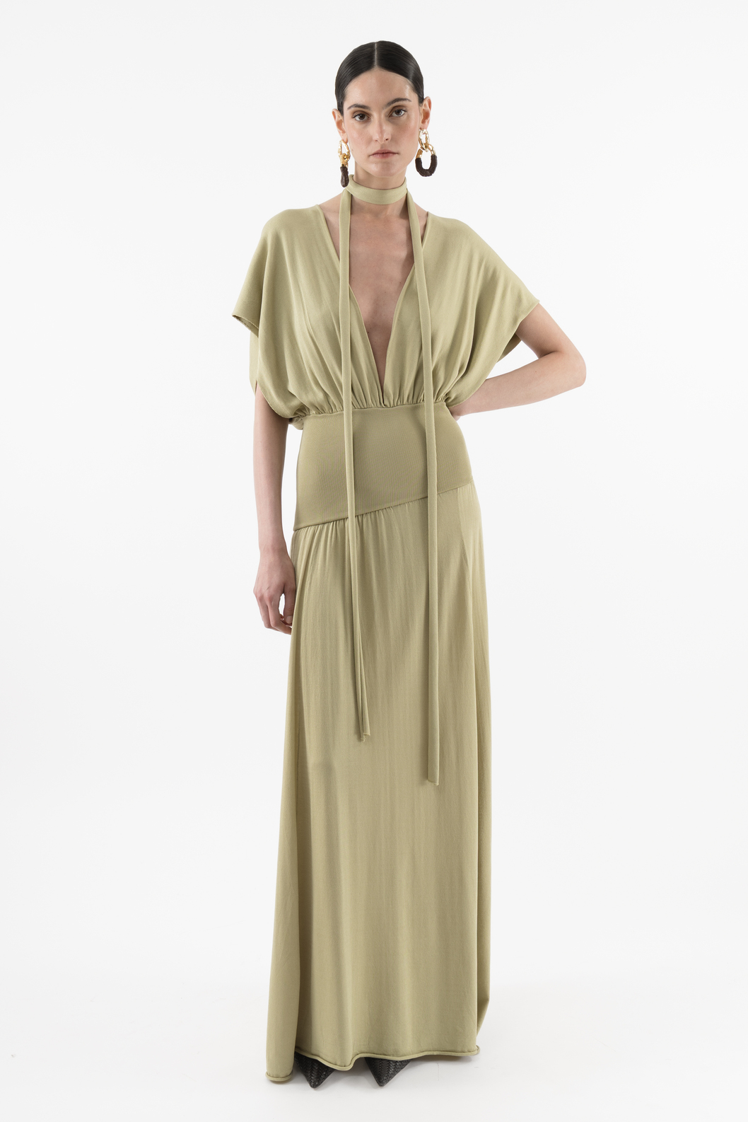 Maxi Knitted Dress In Green