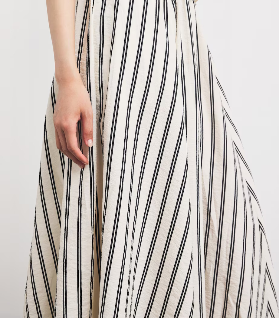 Women's Striped Silk-Blend Midi-Dress - Stripe White