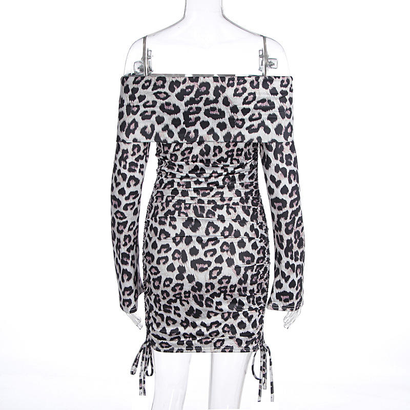 Sexy Off Shoulder Leopard Print Dress