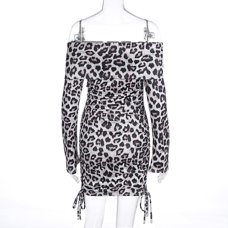 Sexy Off Shoulder Leopard Print Dress