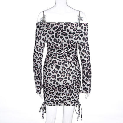 Sexy Off Shoulder Leopard Print Dress