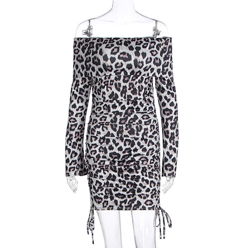 Sexy Off Shoulder Leopard Print Dress