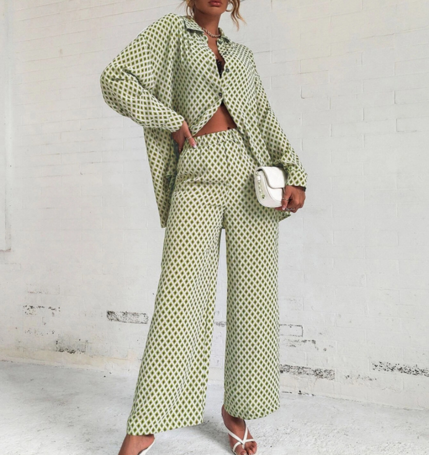 Printed Long-Sleeved Shirt Set