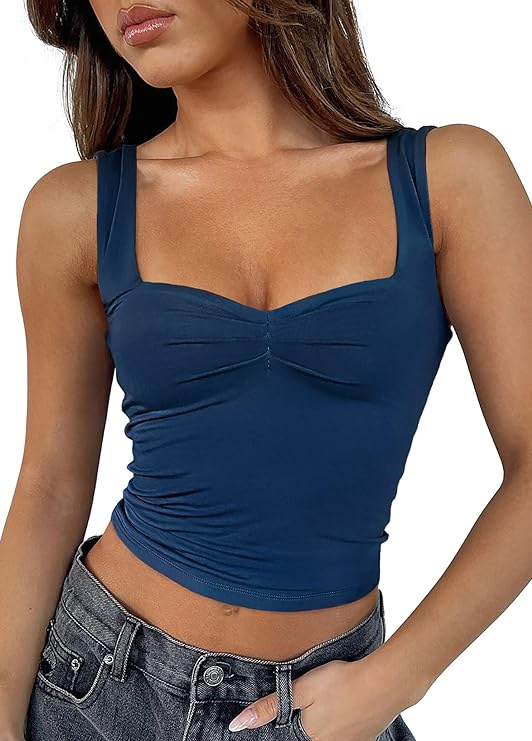 Qi Duo Cross-Border European And American Women'S Clothing With Versatile Base And Square Collar Vest Inner Strap Simple And Fashionable