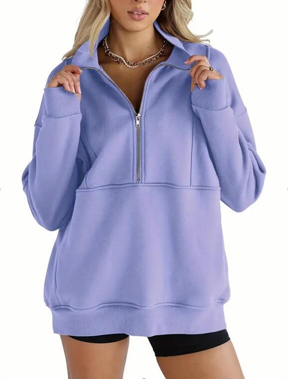 New Autumn And Winter Zipper Fitting Bag Plus Velvet Sweatshirt For Women Loose